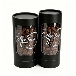 Tubo Cilíndrico de Papel Kraft Blanco de Grado Alimenticio para Envasado de Café y Té con Ventana de Plástico, Logotipo Personalizado, Caja de Regalo en Tubo Negro - Product Image 1