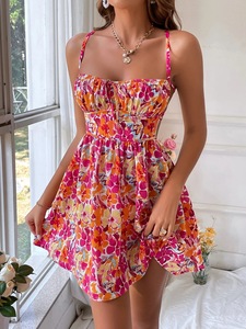Robe Courte Imprimée Florale Tendance pour Femme – Idéale pour l'Été, Décontractée, Ample, Col en V, Mini-Robe de Plage Sexy pour les Vacances - Product Image 6