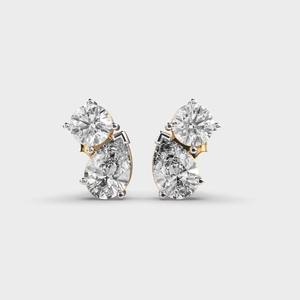 Pendientes de Diamantes Cultivados en Laboratorio con Corte de Pera, Dos Piedras, Oro Blanco/Rosa/Amarillo de 18K, Chapado en Rodio, Certificados por IGI, para Aniversario de Bodas - Product Image 1