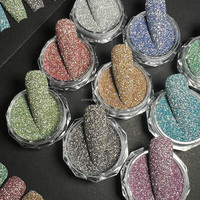 Poudre de paillettes diamantées réfléchissantes SH, portable et idéale pour les voyages, en vrac, résistante aux solvants, à effet chromatique, pour ongles