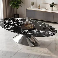 Table basse ovale moderne en marbre, petite et simple, idéale pour salon design familial