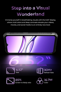 Oukitel G7 หน้าจอ 6.52 นิ้ว HD 576x1280 90Hz 4+64GB โทรศัพท์มือถือที่ทนทาน กล้องหลัก 16MP กล้องหน้า 8MP ชิปเซ็ต T615 แบตเตอรี่ 10600mAh รองรับชาร์จไว 18W ระบบปฏิบัติการ Android 16 - Product Image 4