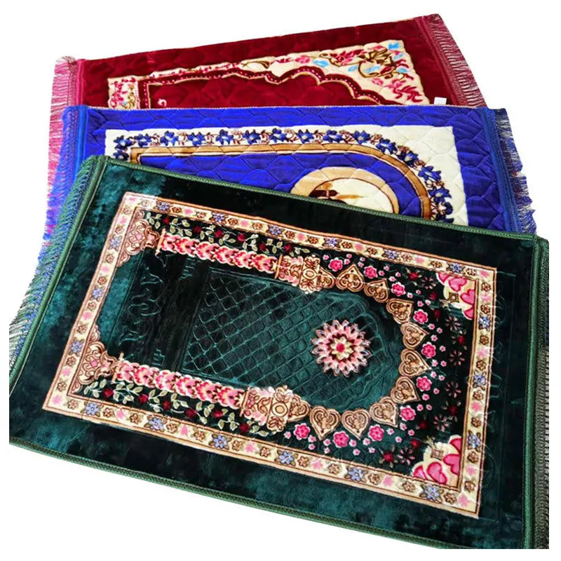 Prezzo del fornitore di fabbrica stampato memory foam musulmano preghiera tappeto regalo Ramadan in rilievo pieghevole islamico preghiera materassino musulmano
