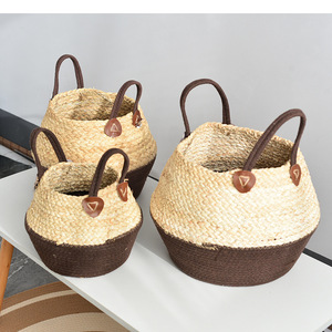 Plant-based handicrafts, straw woven decorations, straw bags, flower pots, home woven bamboo <b>baskets</b>, fresh flower <b>baskets</b>, and - Product Image 3