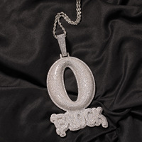 Collar con Colgante de Letra O Grande, con Incrustaciones de Circonita 5A, de Latón, con Reverso Sólido, Chapado en Rodio, Joyería Hip Hop para Raperos