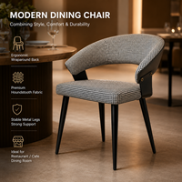 Chaise de salle à manger moderne à motif pied-de-poule, dossier ergonomique enveloppant, pieds en métal, pour restaurant, café, usage domestique