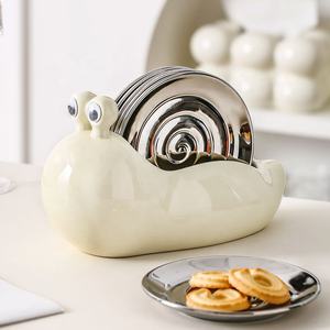 Mignon <span class=keywords><strong>escargot</strong></span> conception fruits assiette à dessert ménage assiette en céramique ensemble cuisine plats de service - Product Image 3