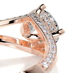 <span class=keywords><strong>14</strong></span> quilates <span class=keywords><strong>de</strong></span> oro sólido real pavé vástago dividido redondo brillante 6,5 MM laboratorio creado <span class=keywords><strong>diamante</strong></span> mujeres anillo <span class=keywords><strong>de</strong></span> bodas con halo oculto - Product Image 5