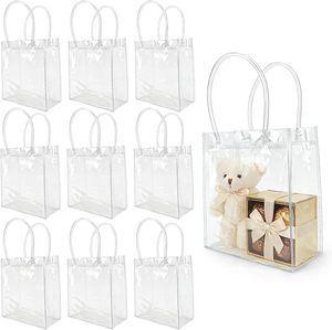 Wholesale Transparent PVC Shopping <b>Tote</b> Bags Packaging - Waterproof <b>Plastic</b> Gift Bags for Food with Custom Logo Print - Product Image 1