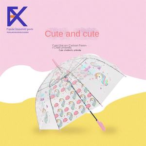 <span class=keywords><strong>Parapluie</strong></span> transparent <span class=keywords><strong>licorne</strong></span> de dessin animé pour adultes enfants simple longue poignée avec logo imprimé mignon en polyester - Product Image 2
