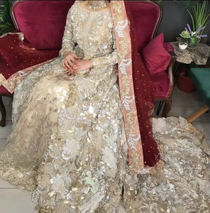 Hand-Embellished Long <b>Jacket</b> Lehenga with Crystal Beads & Kasab Work Bridal <b>Wedding</b> Set - Product Image 2