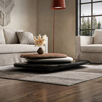 Table basse en bois massif de noyer de style minimaliste nordique, forme galet, style Wabi-sabi moderne, meubles de salon