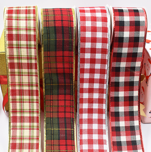 OKAY personnalisé 6.3cm noël ecosse Tartan Plaid Buffalo décoratif filaire bord ruban pour emballage cadeau bricolage décoration - Product Image 4