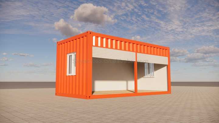 Faltbares, flaches, vorgefertigtes Containerhaus, Laden, Garage, Lager, Schuppen mit Rolltor und Rolltor