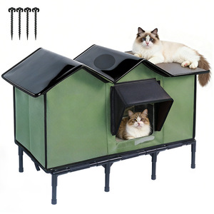 簡単組み立て屋外野良猫ハウスオールシーズン対応雨よけ防湿防風耐寒ペット用安全ハウス - Product Image 1
