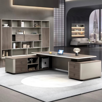 Meubles de bureau de direction de luxe en forme de L modernes, solutions de mobilier de bureau, ensemble table et chaise