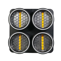 Projecteur LED rétro 4 yeux 250W avec bande RGB COB intérieure et extérieure dorée, lumière auxiliaire activée par le son, éclairage d'effet de scène RDM