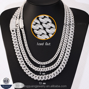Chaînes cubaines incurvées XG Moissanite en argent 925 plaqué or véritable, serties de Moissanite VVS, colliers pour hommes - Product Image 5