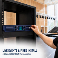 Amplificateur de puissance 4 canaux GaN Classe D 25000W 3700W Montage en rack 1.5U pour concerts, tournées, sonorisation en direct pour stades / arènes / théâtres