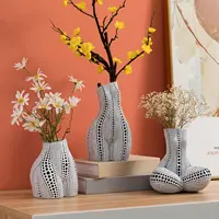 Ваза для цветов в горошек с ручной росписью, Современная декоративная полимерная ваза для сухих цветов для дома