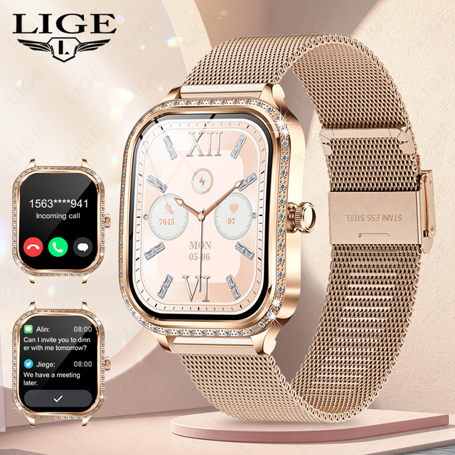 BWMK88 (10 Days) Battery square Smart Watch for Women Answer Make Call Fitness Tracker Heart Rate Smartwatch for IOS Android
