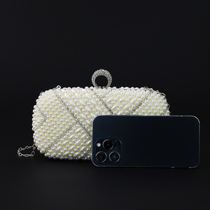 Nouvelle pochette de soirée pour femme, ornée de strass géométriques et de perles, avec chaîne, idéale pour mariage et événements. - Product Image 5