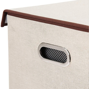 Nhà Ráp Quần Áo Giỏ Lưu Trữ Gấp Đôi Linen Vải Có Thể Gập Lại Giặt Cản Trở Với Loại Bỏ Nắp - Product Image 4