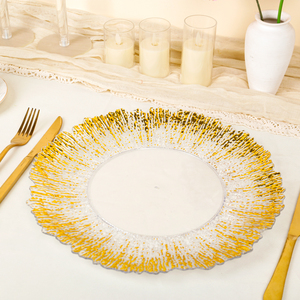 SLC756 Assiettes de mariage de 13 pouces Assiettes à dîner de haute qualité avec bord doré Assiette ronde transparente Assiette à dîner en <span class=keywords><strong>plastique</strong></span> - Product Image 2