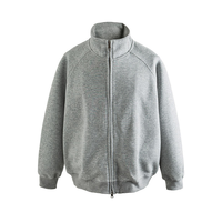 Sweat-shirt unisexe à fermeture éclair, 100% coton tricoté, 400 grammes, coupe ample, respirant, coupe-vent, manches longues, doublé pour l'hiver
