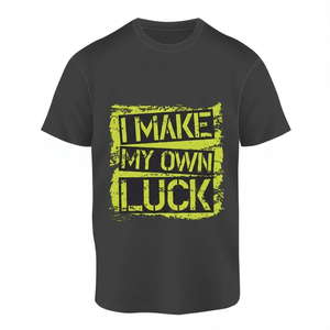 T-shirt noir « Je fais mes propres chances » personnalisé, motivant, en tissu éponge uni, manches courtes, 100 % coton, coupe classique, formel, respirant, OEM - Product Image 1