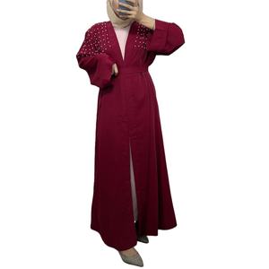 Recién llegado, cárdigan de talla grande con cuentas largas para mujer, bata informal de primavera Jalabiya <span class=keywords><strong>Cabaya</strong></span> para mujeres árabes musulmanas en Dubái, Oriente Medio - Product Image 6