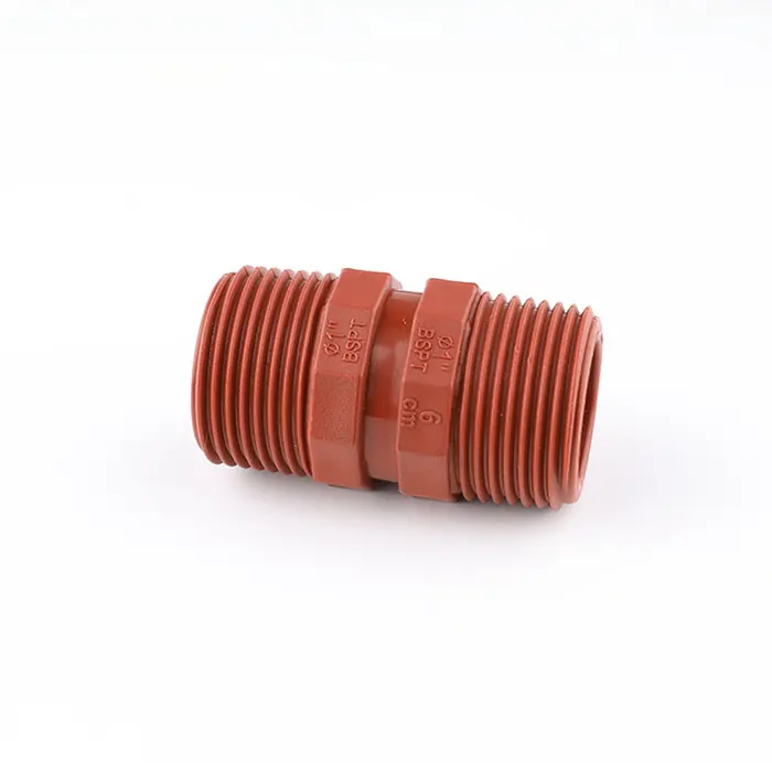 Full size red PP-H external thread long nipple sold by SAM-UK factory