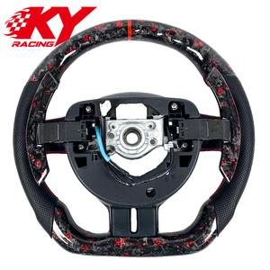Volant sport personnalisé en fibre de carbone forgée rouge, cuir noir, avec palettes de changement de vitesse pour Toyota 86 GT, Scion FR-S, Subaru BRZ - Product Image 3