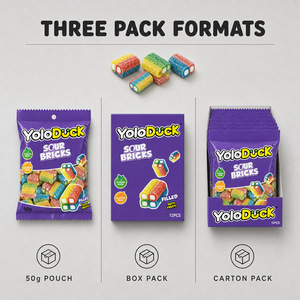YoloDuck Bolsa de 50g de Gomitas en Bloque con Centro de <span class=keywords><strong>Crema</strong></span> Blanca, Sabor Tutti Frutti, Ladrillos de Caramelo Ácido Rellenos - Product Image 4
