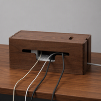 Boîte de gestion de câbles en bois massif, organisateur de cordons pour bureau, téléviseur, ordinateur, système de concentrateur USB pour dissimuler les multiprises et les câbles, fabrication OEM