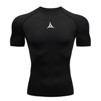 T-shirt de sport pour homme à compression imprimé en 3D, en polyester effet soie, personnalisable OEM/ODM, séchage rapide, manches courtes, pour la gym et l'entraînement