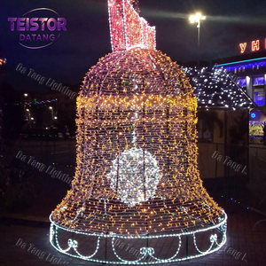 ประติมากรรมระฆังคริสต์มาส LED สีทองขนาดใหญ่ สำหรับตกแต่งทางเข้าเมือง รีสอร์ท และโครงการจัดแสดงงานเทศกาลเชิงพาณิชย์ - Product Image 5