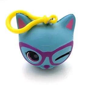 customized glasses cat shaped pu foam stress balls slow rising toys with scented lip balm promotionall gifts for kids