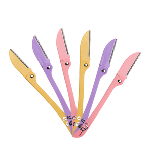 Rasoir à sourcils pliable en acier inoxydable, pointe inclinée, tondeuse à poils du visage compacte et portable, logo personnalisé disponible, OEM/ODM disponible XR - Product Image 1