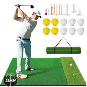 Tapis d'entraînement de golf 2 en 1, tapis de frappe, terrain de golf synthétique, enroulable, portable, avec un ensemble de tees et de balles - Product Image 1