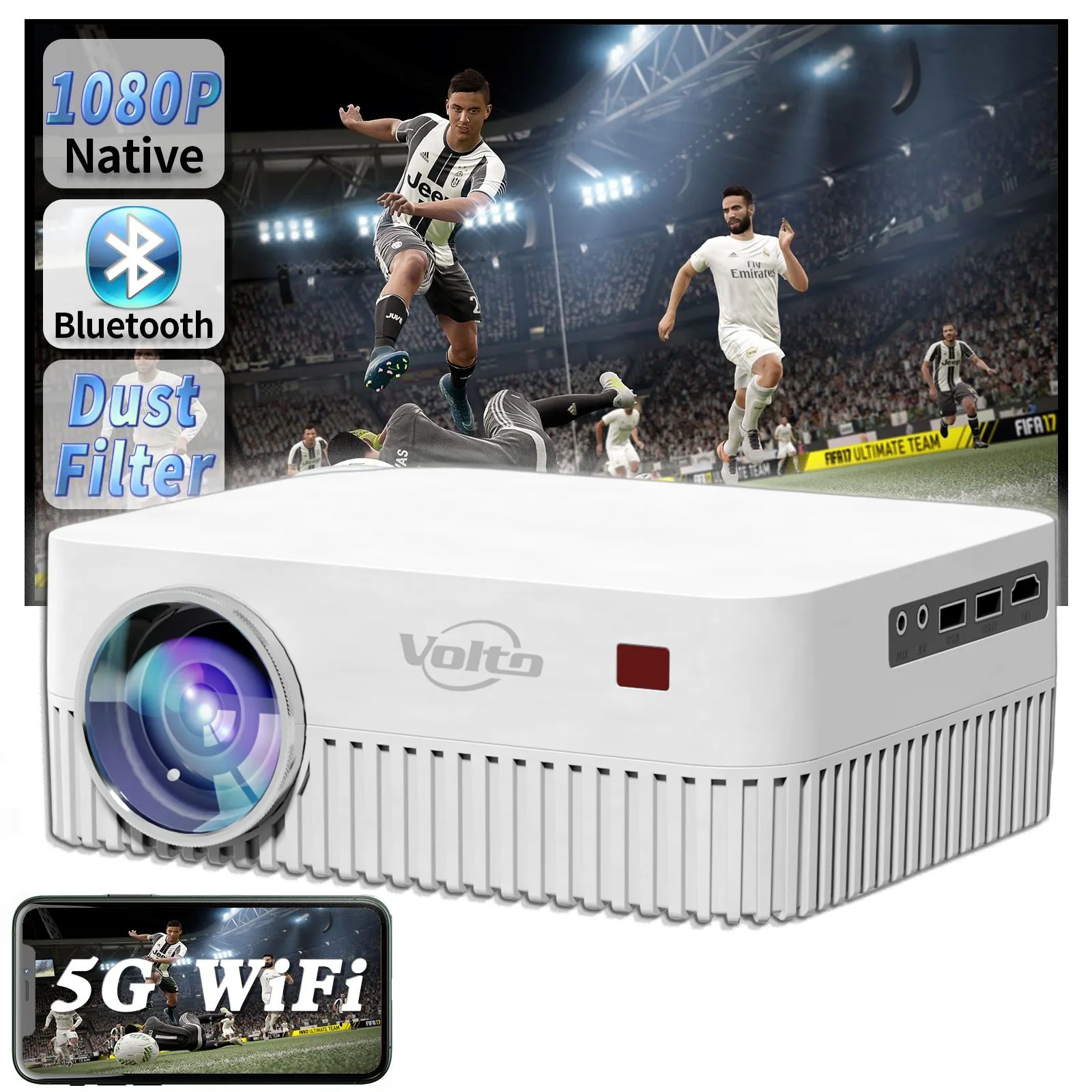 Global Halo Full HD DLP Android 9.0 Wifi Portable Support 4K 3D Home Cinema With Battery Google OS Beamer Mini Projector