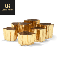 Ensemble de table basse avec structure en laiton moulé Finition racine marron poli Accent inspiré de l'arbre de vie au design unique fabriqué à la main
