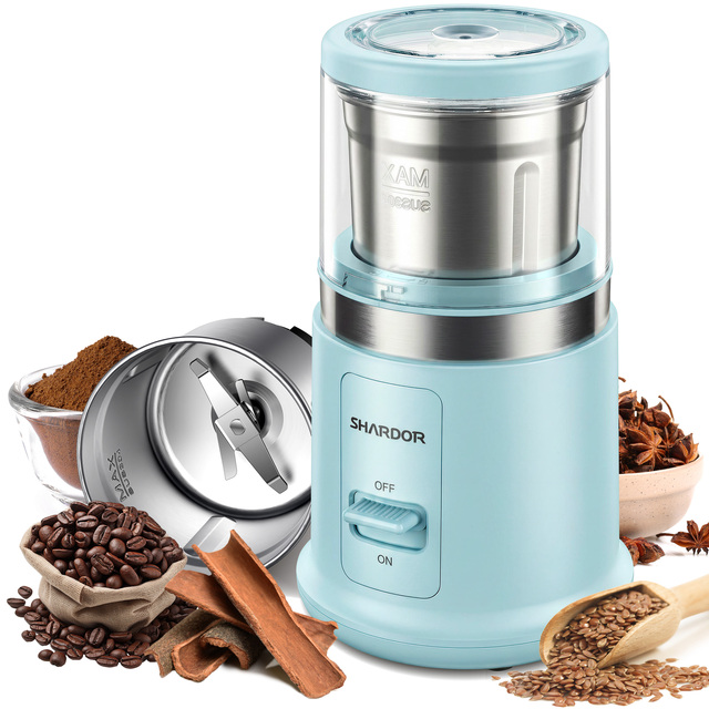 Basics Fast Electric Coffee Grinder for Home Use, Easy to Use Coffee Bean and Spice Grinder
