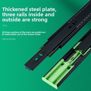 Dreiteilige HC4512 Kaltgewalzte Stahl-Schubladenschiene mit Verstärkter Geräuschdämpfung, Schwarze Stahlkugel-Führungsschiene im Großhandel - Product Image 1