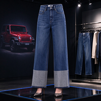 Jeans en denim décontracté taille haute pour femme, respirant, brodé, écologique, coupe droite vintage, avec rivets, bleu classique, longueur cheville, ODM OEM