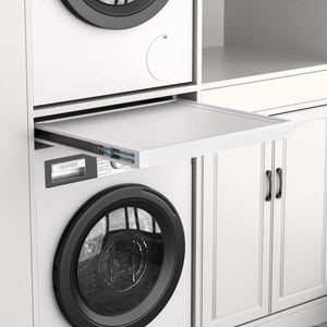 Kit de apilamiento para lavadora y secadora, metálico con barra para toallas, ajustable, para organización del hogar y lavandería - Product Image 1