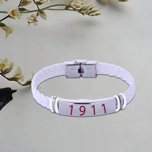 Barre en acier inoxydable de haute qualité et fabrication de cuir grec <span class=keywords><strong>Kappa</strong></span> KAY inspiré le ton rouge et blanc 1911 symbole bracelet de fraternité - Product Image 3