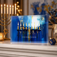 Ménorah moderne en Lucite, bloc personnalisé imprimé UV, décoration de table en acrylique pour Hanouka, cadeau juif pour le Festival des Lumières