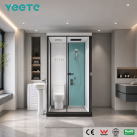 Cabine de douche modulaire tout-en-un YEETE, préfabriquée, avec toilettes et lavabo, fermeture douce, certifiée CE, verre de 8 mm, pour hôtel