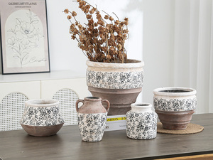 Usine Bleu Blanc Rustique Vase En Céramique Ensemble pour La Maison Jardin Décor <span class=keywords><strong>Pampa</strong></span> Arrangement Pilier Bougies Cylindre Vases pour Noël - Product Image 4